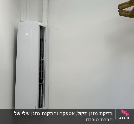 מזגן קיר לבן מותקן על קיר לבן